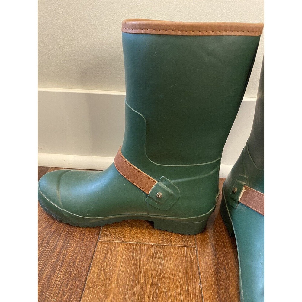 Sperry Top Sider Walker Fog Women's sz7 Rain Boots Green Retro Classic buckle - Picture 6 of 10